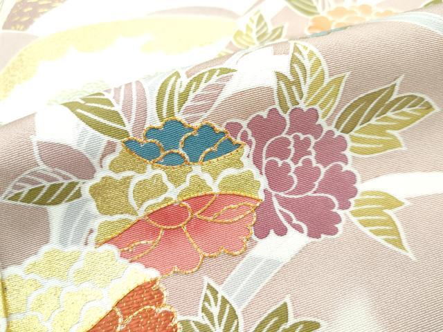 平和屋本店■極上　創業460年・千總　訪問着　駒刺繍　雲取り草花文　暈し染め　金彩　深川鼠色地　逸品　CZAA2837s5