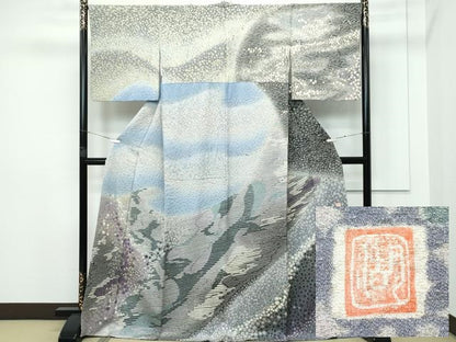 平和屋本店●極上　十日町　名門　滝泰謹製　訪問着　霞文　暈し染め　金通し地　逸品　CZAA5179s6