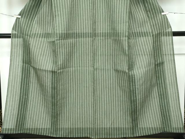 平和屋本店■極上　夏物　本場小千谷ちぢみ　竺仙　縞　反端付き　麻　逸品　未使用　CZAA2840s5