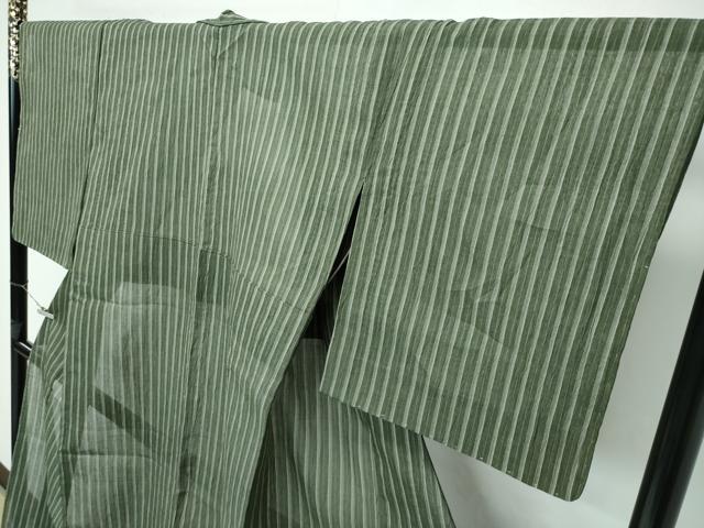 平和屋本店■極上　夏物　本場小千谷ちぢみ　竺仙　縞　反端付き　麻　逸品　未使用　CZAA2840s5