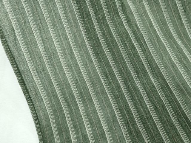 平和屋本店■極上　夏物　本場小千谷ちぢみ　竺仙　縞　反端付き　麻　逸品　未使用　CZAA2840s5