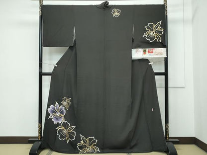 平和屋本店■極上　本加賀友禅作家　鬼島武司　訪問着　カトレア　藍海松色地　やまと金ラベル　証紙付き　逸品　CZAA2844s5