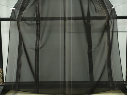 平和屋本店■希少　夏物　本場黄八丈　夏黄八　黒八丈　紗紬　縞　海松茶色地　逸品　未使用　CZAA2848s5