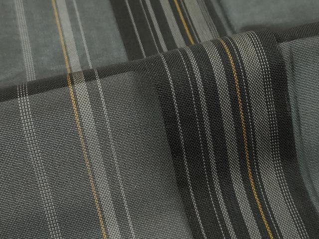 平和屋本店■希少　夏物　本場黄八丈　夏黄八　黒八丈　紗紬　縞　海松茶色地　逸品　未使用　CZAA2848s5