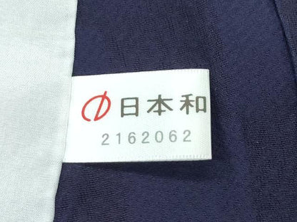 平和屋着物■極上　藍友禅作家　橋詰清貫　色無地　単衣　市松地紋　紫黒色　反端付き　逸品　CZAA2858s5