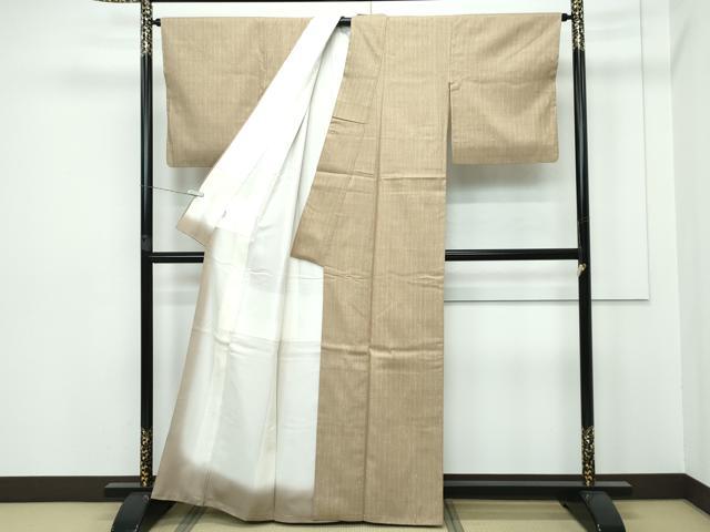 平和屋本店■極上　銀座もとじ　紬　立涌文様　榛色地　逸品　CZAA2859s5