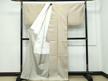 平和屋着物●極上 本場結城紬 重要無形文化財 色無地 砥粉色 さが美扱い 逸品 CZAA2864s5