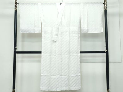 平和屋着物＊極上 夏物 長襦袢 紗 斜線唐草地紋 桜色地 反端付き 逸品 未使用 CZAA2873s5