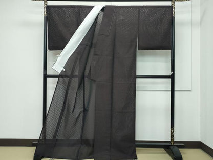 平和屋本店■希少　夏物　伝統工芸士　曽根武勇　お召　色無地　紅消鼠色　有織紋紗　反端付き　逸品　未使用　CZAA2881s5