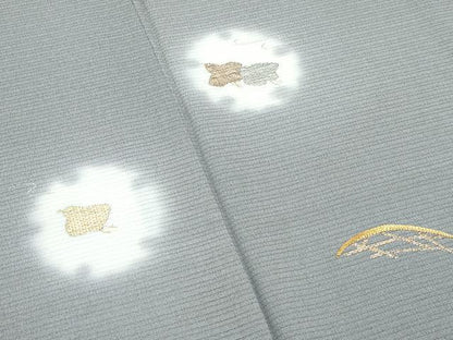 平和屋着物＊極上 夏物 訪問着 絽縮緬 竹屋町刺繍 蛍暈し 千鳥 灰汁色地 逸品 CZAA2882s5
