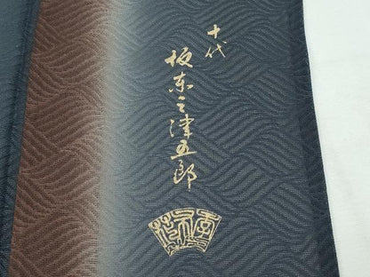 平和屋着物＊極上 夏物 十代目 歌舞伎役者 坂東三津五郎 小紋 立波紋紗 暈し染め 逸品 CZAA2883s5
