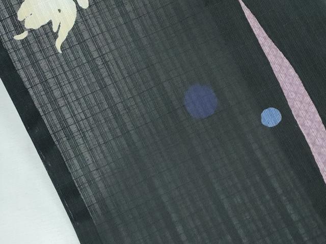 平和屋着物＊極上 夏物 訪問着・半幅帯セット ANNA SUI セオアルファ 籬草花文 金魚 黒地 洗える着物 CZAA2886s5