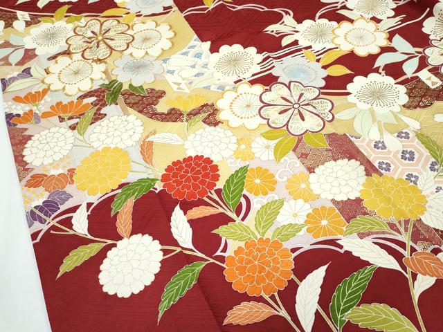 平和屋本店■極上　創業460年・千總　振袖・長襦袢セット　駒刺繍　吉祥草花文　金彩　高島屋扱い　逸品　CZAA2889s5