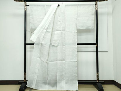 平和屋本店■極上　夏物　石川県指定無形文化財　能登上布　本麻手織上布　服部麻布工場謹製　証紙付き　逸品　未使用　CZAA2895s5