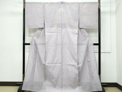 平和屋着物■極上　夏物　本場小千谷縮　間道　杉山織物謹製　証紙付き　麻　逸品　未使用　CZAA2896s5