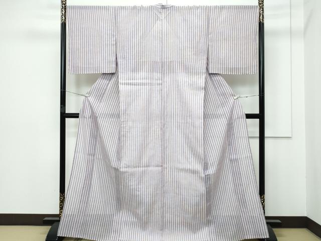 平和屋着物■極上　夏物　本場小千谷縮　間道　杉山織物謹製　証紙付き　麻　逸品　未使用　CZAA2896s5
