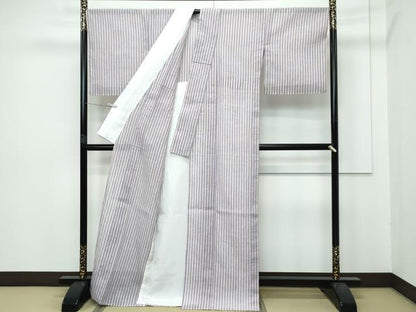 平和屋着物■極上　夏物　本場小千谷縮　間道　杉山織物謹製　証紙付き　麻　逸品　未使用　CZAA2896s5