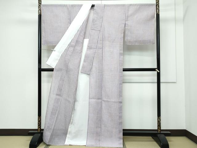 平和屋着物■極上　夏物　本場小千谷縮　間道　杉山織物謹製　証紙付き　麻　逸品　未使用　CZAA2896s5