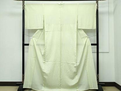 平和屋着物■極上　夏物　江戸小紋　絽　行儀　若菜色地　反端付き　逸品　未使用　CZAA2903ｓ5