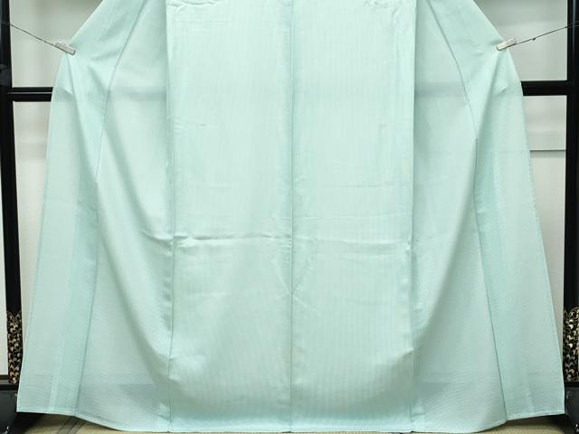 平和屋着物■極上　夏物　江戸小紋　絽　万筋　薄萌葱×白　反端付き　逸品　未使用　CZAA2904s5