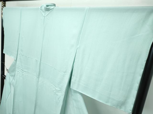 平和屋着物■極上　夏物　江戸小紋　絽　万筋　薄萌葱×白　反端付き　逸品　未使用　CZAA2904s5