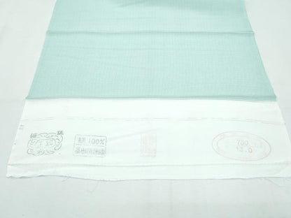 平和屋着物■極上　夏物　江戸小紋　絽　万筋　薄萌葱×白　反端付き　逸品　未使用　CZAA2904s5
