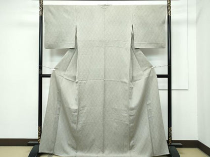 平和屋着物▽極上 工芸染織宮下 小紋 単衣 立涌文様 利休色地 たとう紙付き 逸品 CZAA2908s5