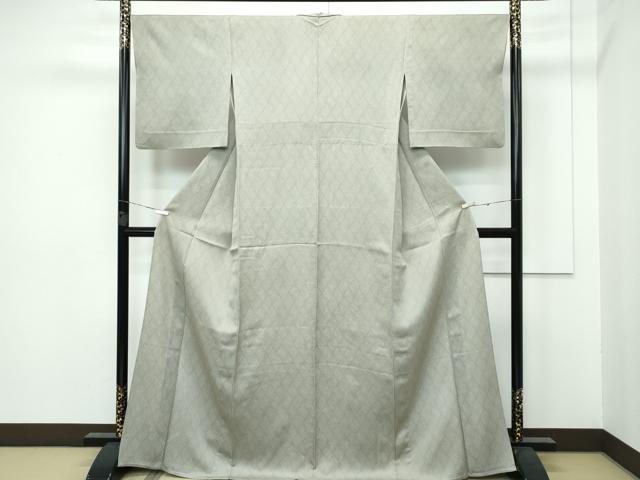 平和屋着物▽極上 工芸染織宮下 小紋 単衣 立涌文様 利休色地 たとう紙付き 逸品 CZAA2908s5