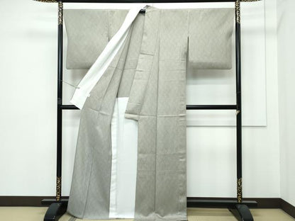平和屋着物▽極上 工芸染織宮下 小紋 単衣 立涌文様 利休色地 たとう紙付き 逸品 CZAA2908s5