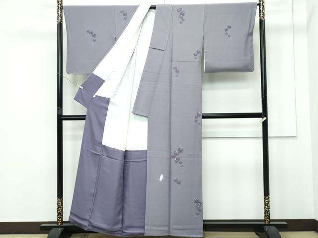 平和屋着物●極上　東京友禅　菅有鬼一　付下げ　白鷺　手描き　蔦の葉文　煤色地　逸品　CZAA2913s5