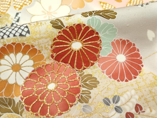 平和屋本店●極上　創業460年・千總　訪問着　駒刺繍　草花文　暈し染め　金彩　赤香色地　逸品　未使用　CZAA2916s5