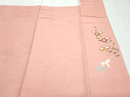 平和屋本店●極上　創業460年・千總　訪問着　駒刺繍　草花文　暈し染め　金彩　赤香色地　逸品　未使用　CZAA2916s5