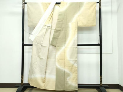 平和屋着物▽極上 本塩沢 やまだ織 訪問着 単衣 染色作家 桐村博 訪問着 霞文 逸品 CZAA2919s5