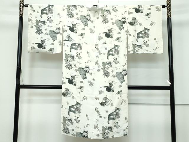 平和屋着物●極上 長襦袢 無双仕立て 希少柄 猫 玩具尽くし 逸品 CZAA2923s5