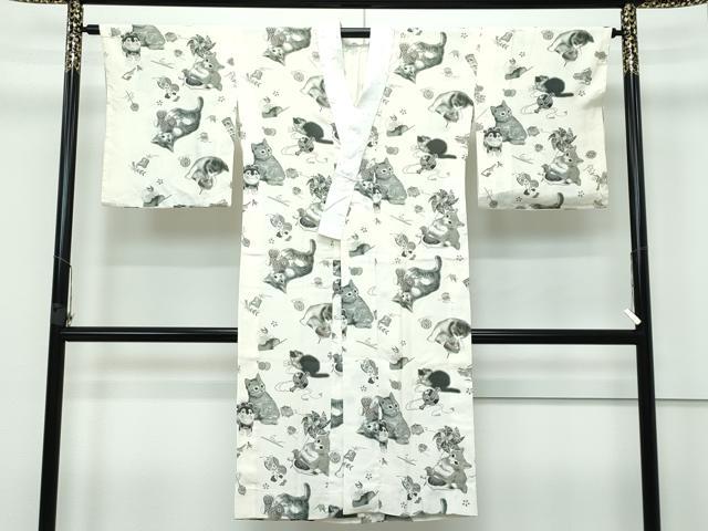 平和屋着物●極上 長襦袢 無双仕立て 希少柄 猫 玩具尽くし 逸品 CZAA2923s5