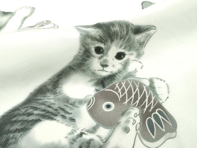 平和屋着物●極上 長襦袢 無双仕立て 希少柄 猫 玩具尽くし 逸品 CZAA2923s5