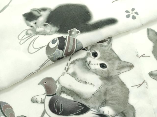平和屋着物●極上 長襦袢 無双仕立て 希少柄 猫 玩具尽くし 逸品 CZAA2923s5