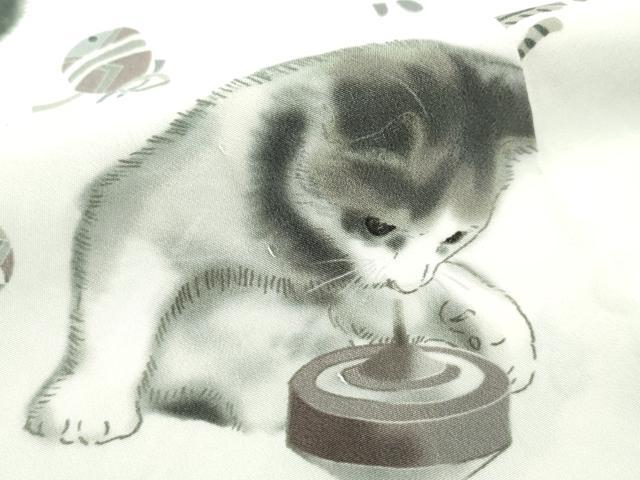 平和屋着物●極上 長襦袢 無双仕立て 希少柄 猫 玩具尽くし 逸品 CZAA2923s5