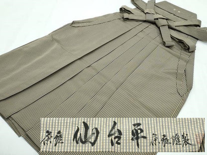 平和屋着物■極上　男性　仙台平　茶喜謹製　馬乗り袴　縞　逸品　CZAA2925s5