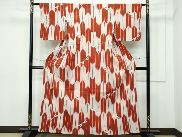 平和屋着物∴極上 夏物 撫松庵 小紋・浴衣兼用 トンボ 矢羽文様 綿麻 逸品 CZAA2943s5