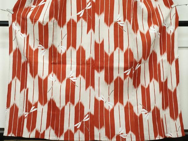 平和屋着物∴極上 夏物 撫松庵 小紋・浴衣兼用 トンボ 矢羽文様 綿麻 逸品 CZAA2943s5