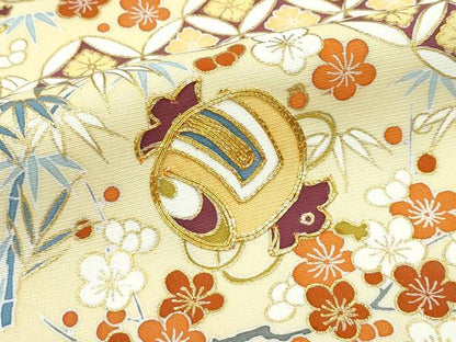 平和屋着物●極上　色留袖　駒刺繍　宝尽くし　金彩　蜂蜜色地　逸品　CZAA2945s5