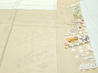 平和屋着物●極上　色留袖　駒刺繍　宝尽くし　金彩　蜂蜜色地　逸品　CZAA2945s5