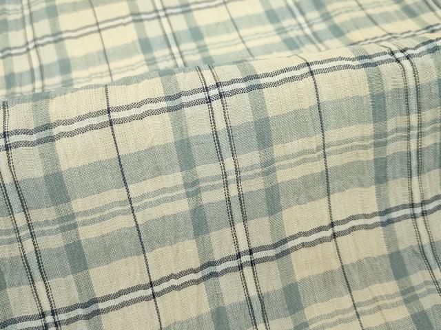 平和屋着物■極上　夏物　本場小千谷縮　格子柄　三越扱い　証紙付き　麻　逸品　未使用　CZAA2948s5