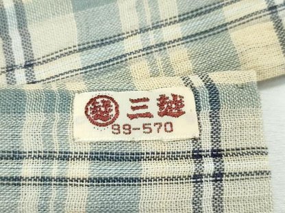 平和屋着物■極上　夏物　本場小千谷縮　格子柄　三越扱い　証紙付き　麻　逸品　未使用　CZAA2948s5