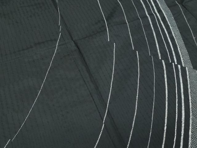 平和屋本店▽極上 訪問着 単衣 紬地 総刺繍 刺し子 流線文 黒地 逸品 CZAA2951s5