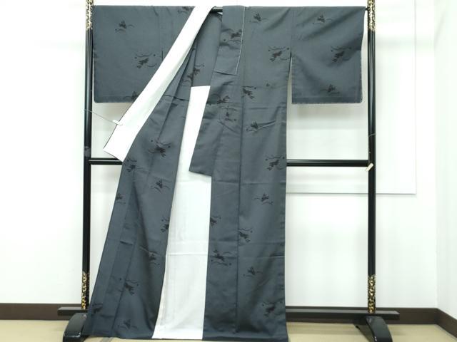 平和屋着物▽極上 本塩沢 単衣 塩沢物語 兎 露芝文 証紙付き 逸品 未使用 CZAA2952s5