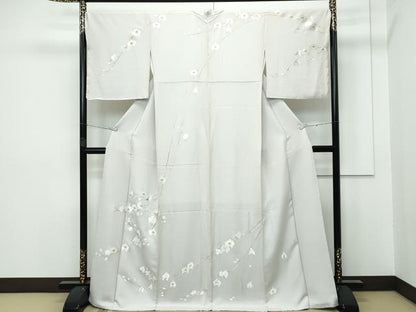 平和屋本店●極上　訪問着　総刺繍　胡蝶蘭　金銀糸　灰梅色地　逸品　未使用　CZAA2958s5