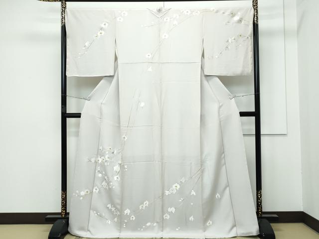 平和屋本店●極上　訪問着　総刺繍　胡蝶蘭　金銀糸　灰梅色地　逸品　未使用　CZAA2958s5