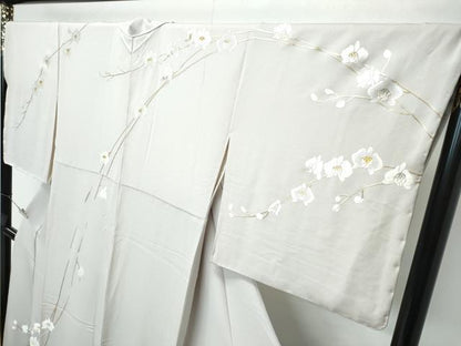 平和屋本店●極上　訪問着　総刺繍　胡蝶蘭　金銀糸　灰梅色地　逸品　未使用　CZAA2958s5